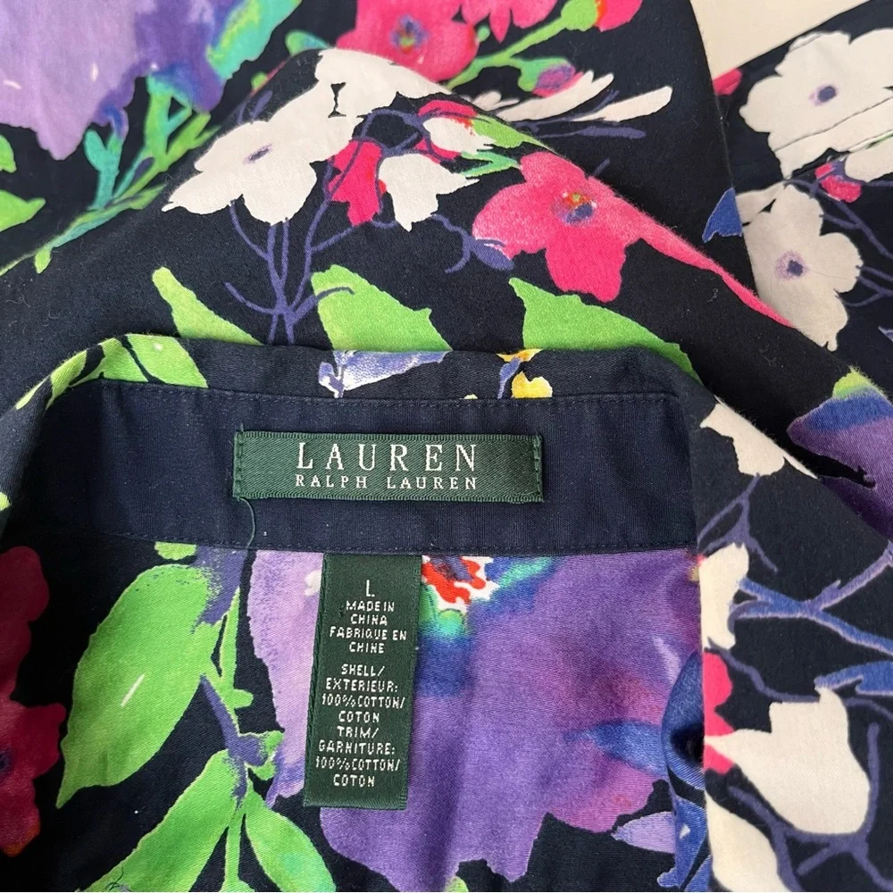 Lauren Ralph Lauren Women’s Floral 100% Cotton Shirt Size L - Picture 5 of 7